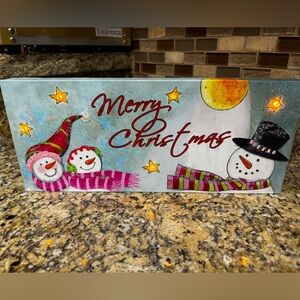 Canvas Merry Christmas Snowman Light up Picture